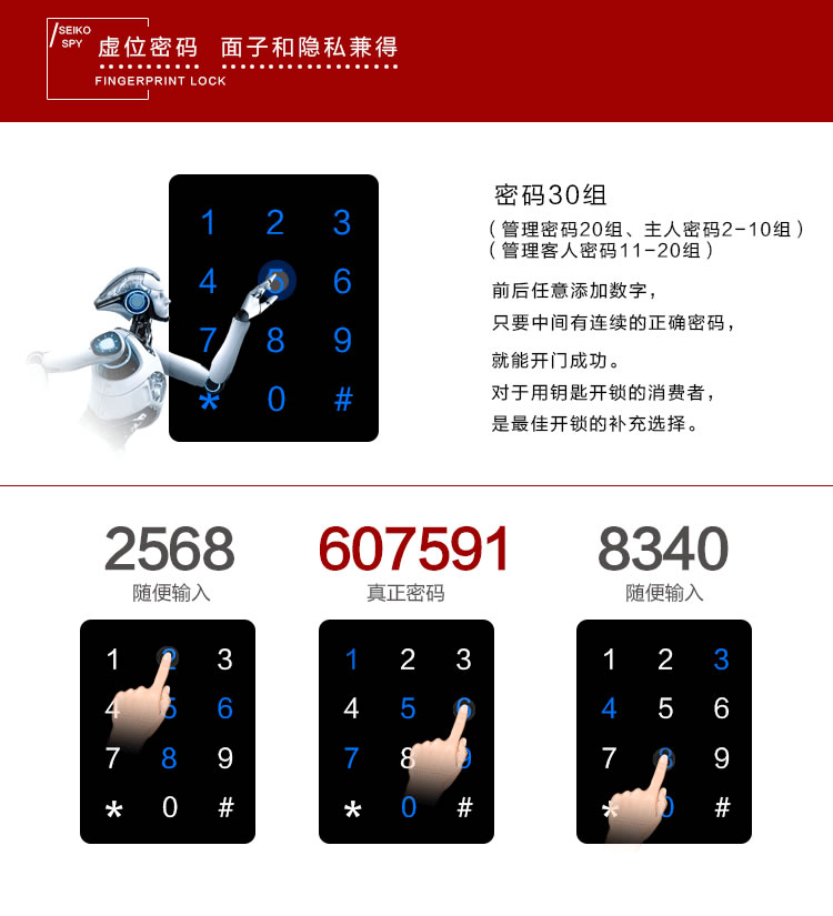 玉蛟龍智能門鎖 智能鎖防窺視輸入、半導(dǎo)體/光學(xué)指紋傳感器