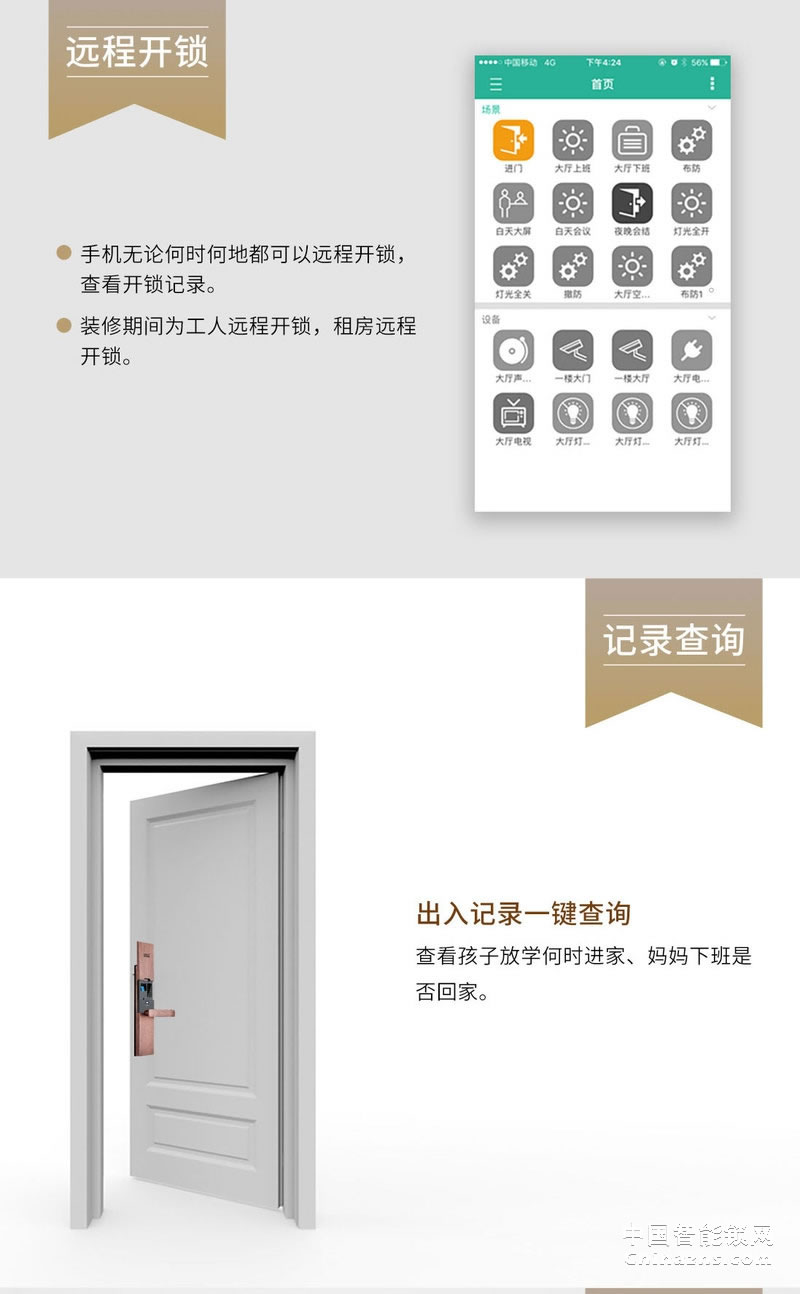 uiot超級(jí)智慧家 天成系列智能門鎖 手機(jī)APP遠(yuǎn)程開鎖