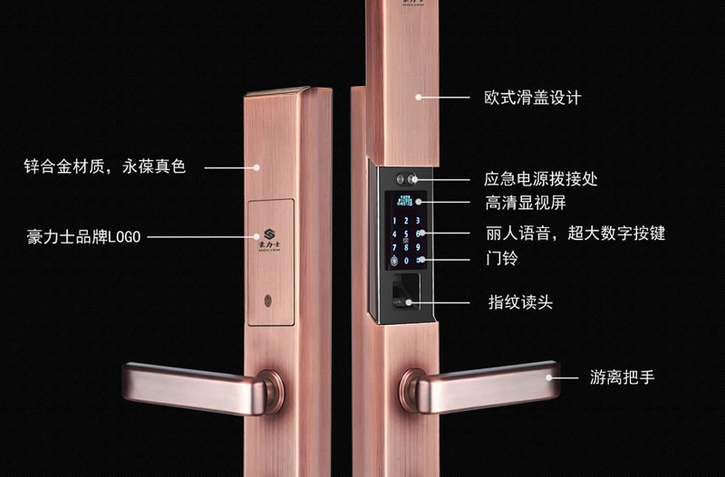 豪力士指紋鎖 L8866F手機(jī)感應(yīng)智能鎖家用防盜大門密碼鎖刷卡智能電子鎖