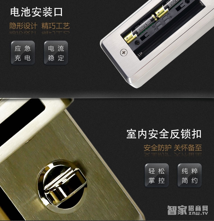 沁居防貓眼開啟指紋電子鎖 游離把手設計