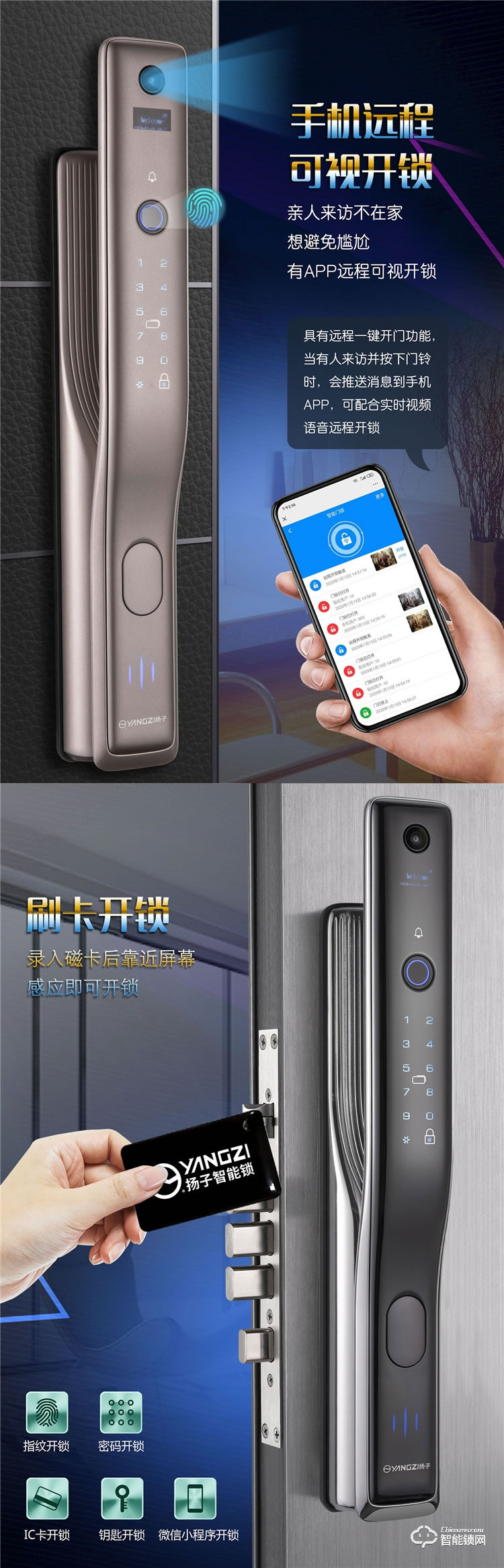 揚子智能鎖 M310可視貓眼全自動智能鎖