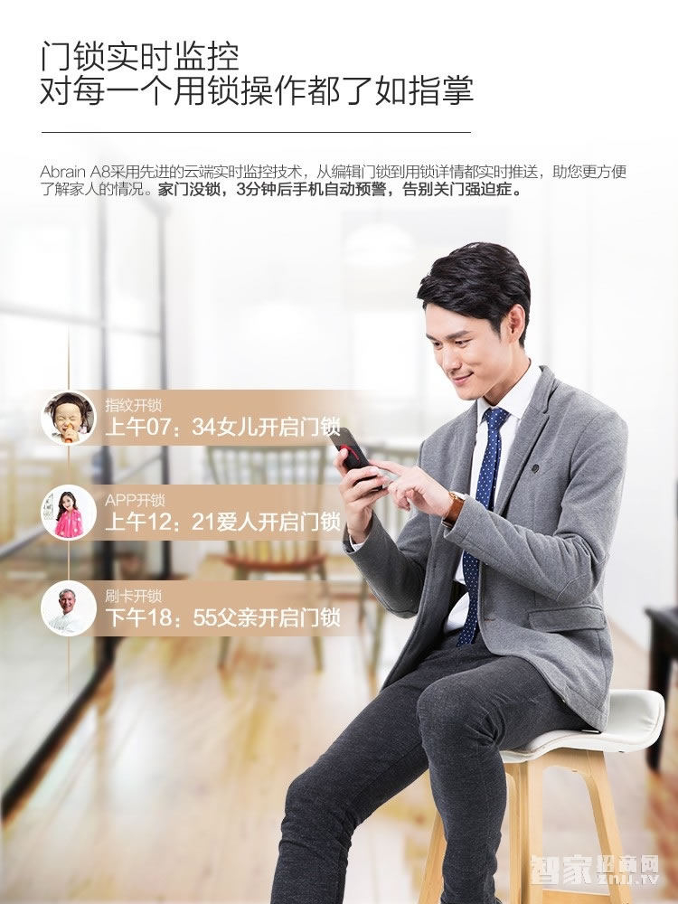 愛波瑞Abrain智能鎖 滑蓋指紋密碼鎖 鋅合金智能門鎖