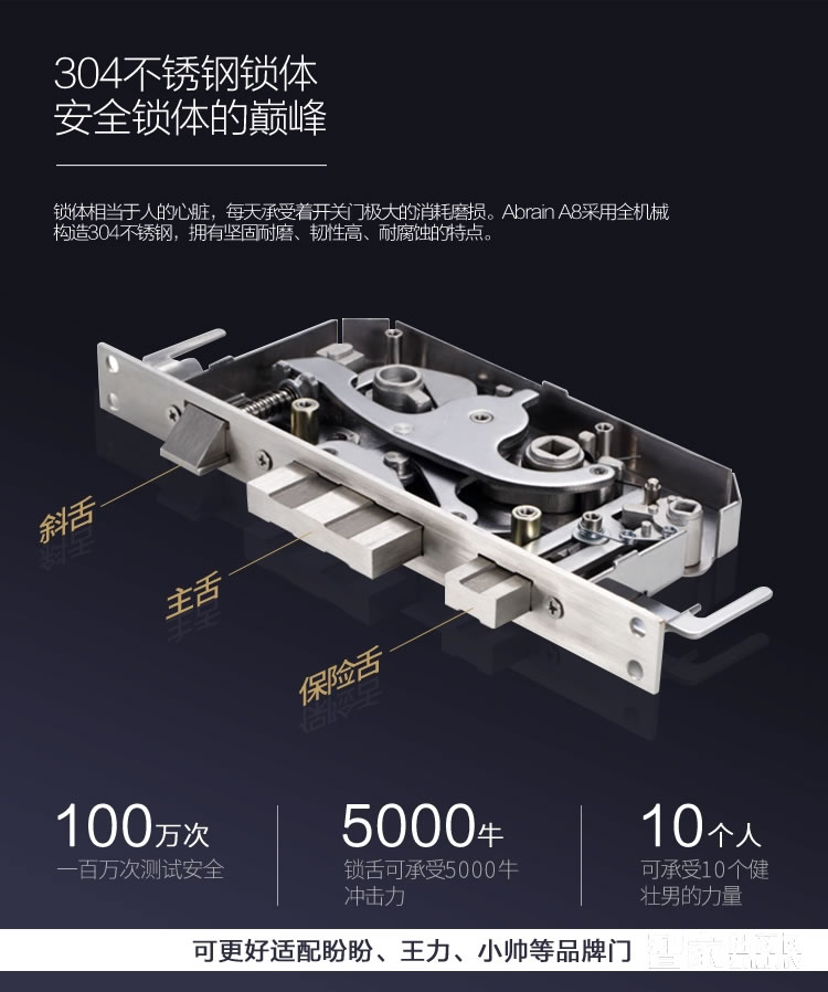 愛波瑞Abrain智能鎖 滑蓋指紋密碼鎖 鋅合金智能門鎖