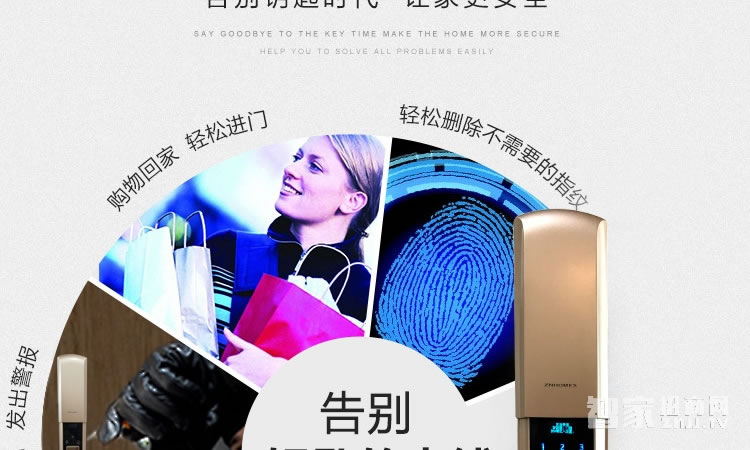 智能屋指紋鎖 家用智能鎖(香檳金)