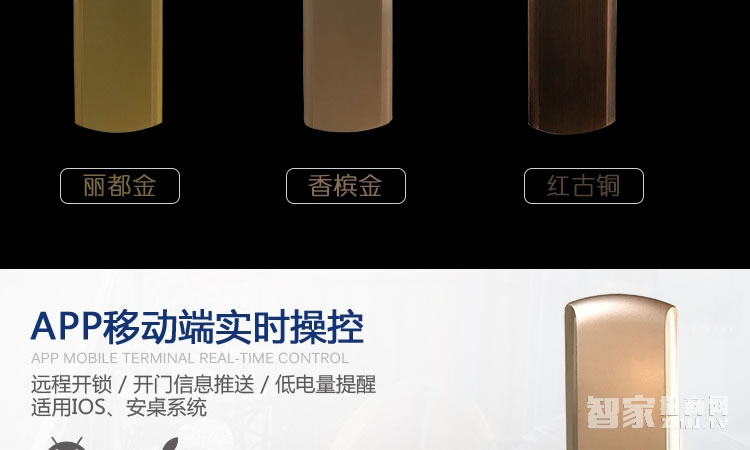 智能屋指紋鎖 家用智能鎖(香檳金)