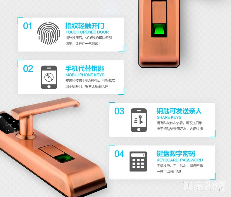 科技俠智能鎖 家用防盜門指紋鎖