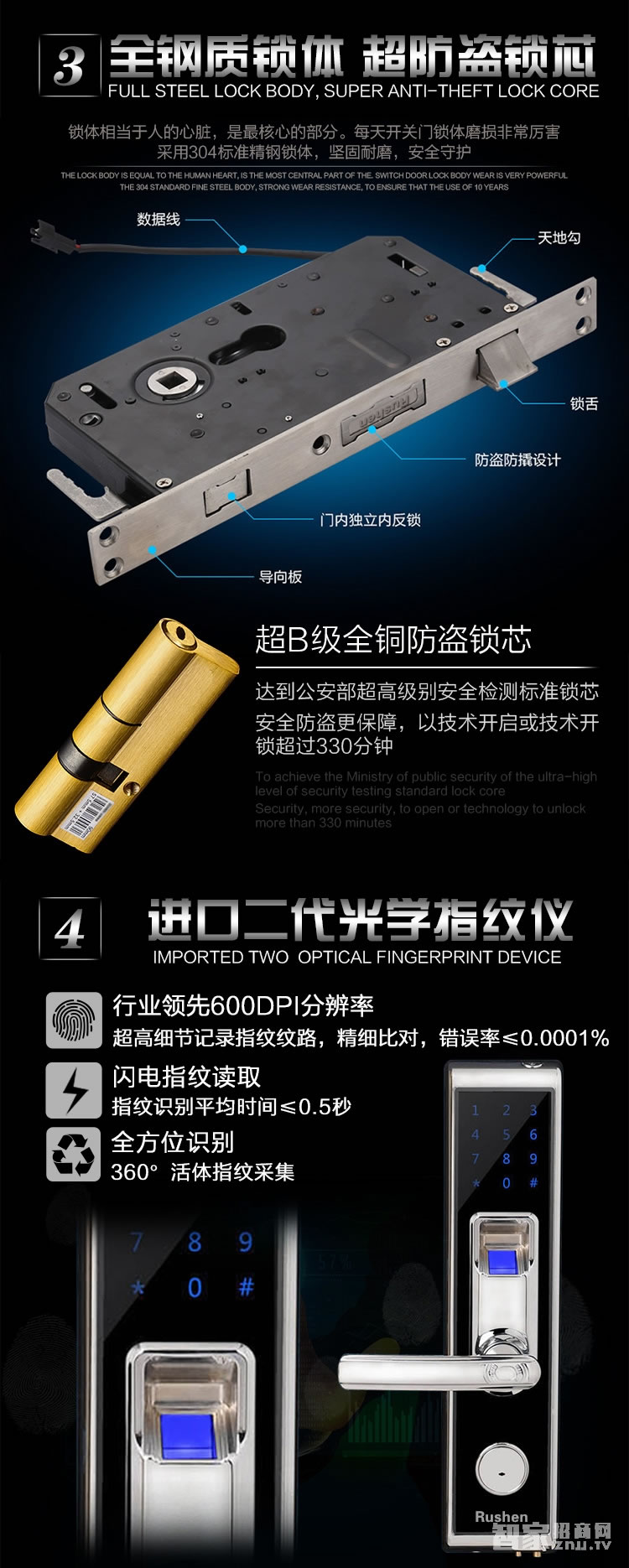 如神家用觸摸屏指紋鎖 商務(wù)指紋鎖 密碼刷卡鎖