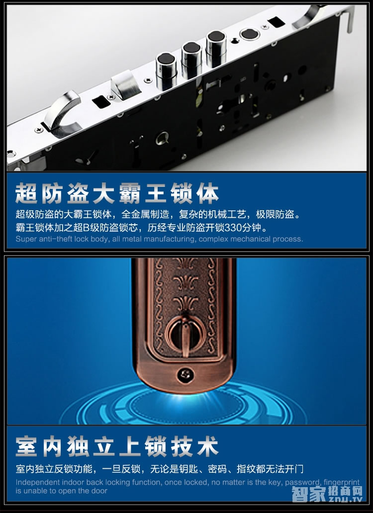 如神家用指紋鎖 防盜指紋密碼鎖 防貓眼開鎖