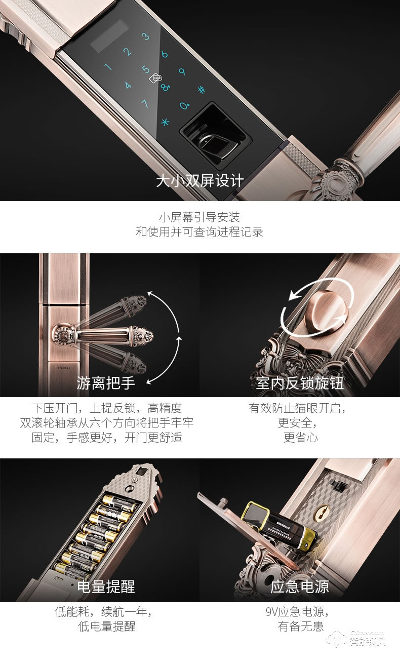 因特智能鎖 Y6100別墅鎖雙開門電子鎖