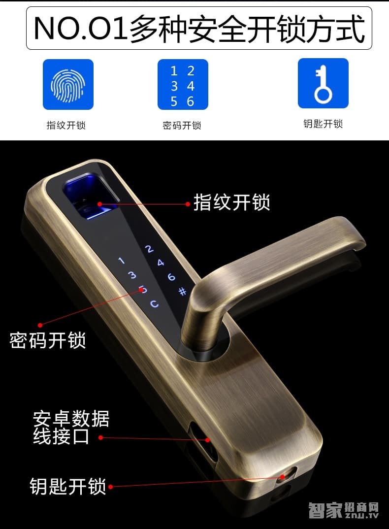 索掌門智能鎖 家用指紋密碼鎖 直板智能門鎖