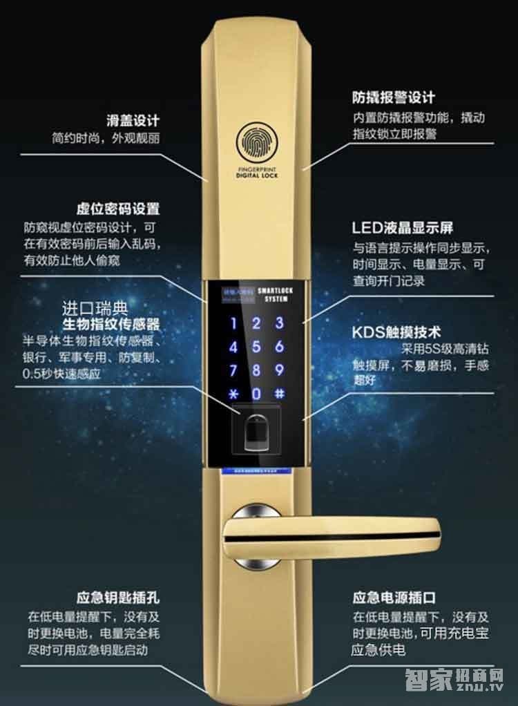 堅甲衛(wèi)士瑞典指紋頭平滑蓋指紋鎖 密碼刷卡鎖