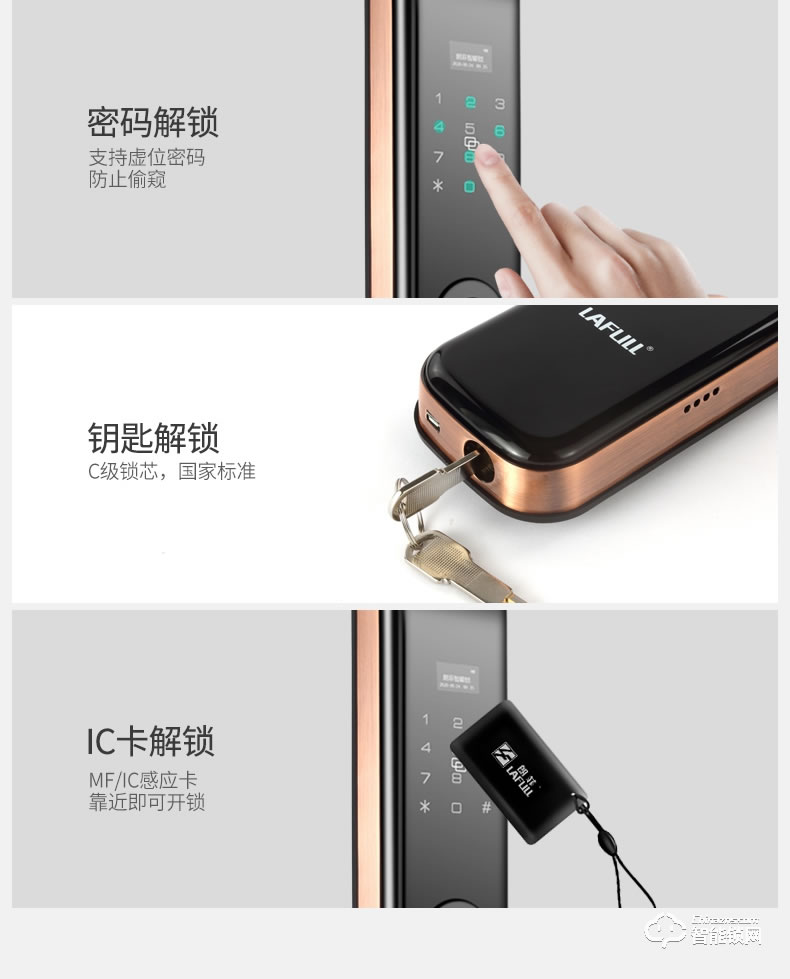 朗菲智能鎖 家用防盜門(mén)免開(kāi)孔入戶(hù)門(mén)電子鎖
