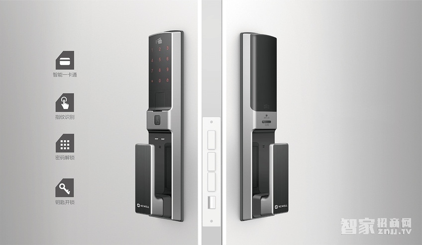 紐威爾指紋鎖 智能鎖土豪金、三種開鎖方式/6大核心功能