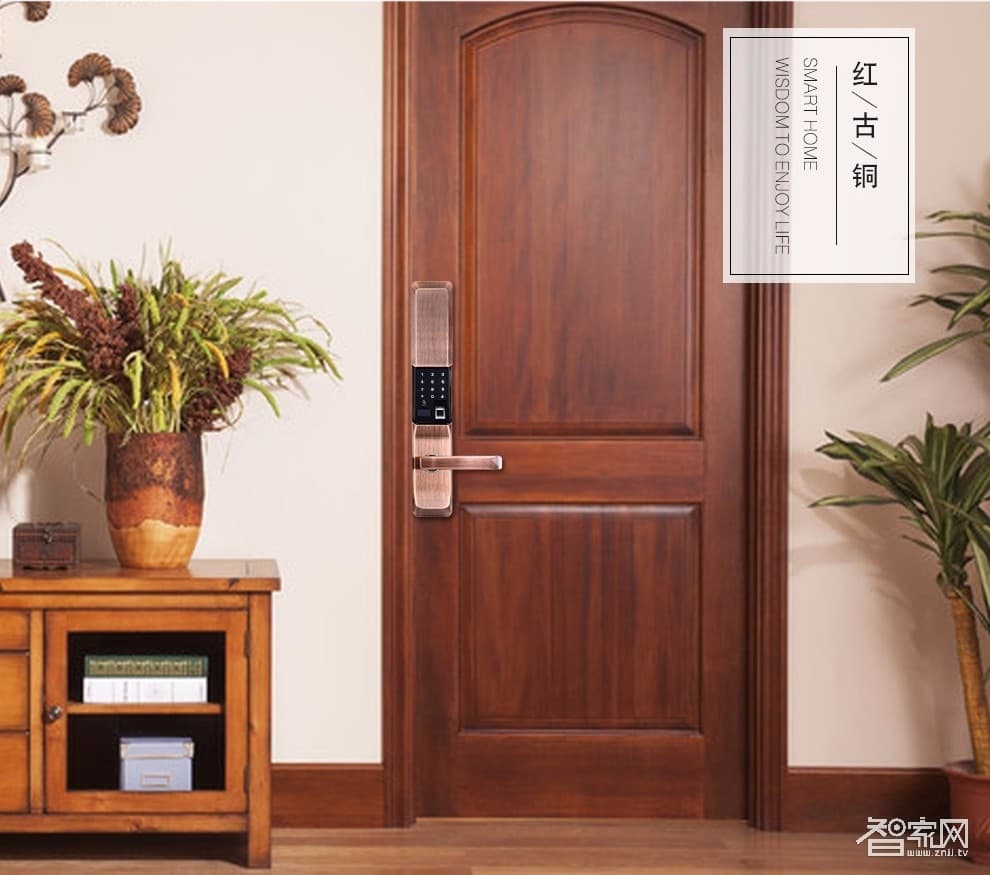 特工狗 指紋鎖防盜門電子密碼鎖 刷卡感應鎖 智能門鎖 APP智能版 TGG-6806紅古銅