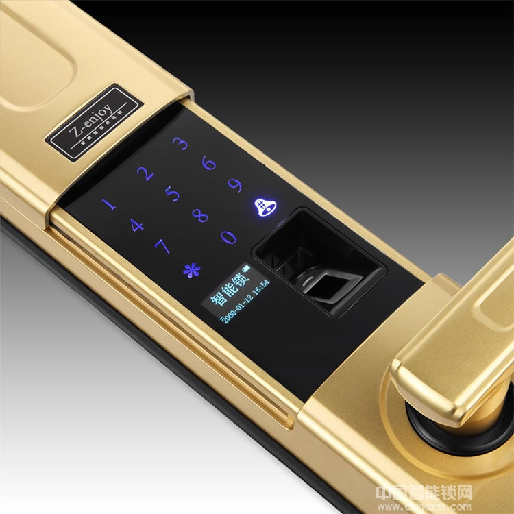 優(yōu)咖香檳色智能指紋鎖 防撬報警智能門鎖