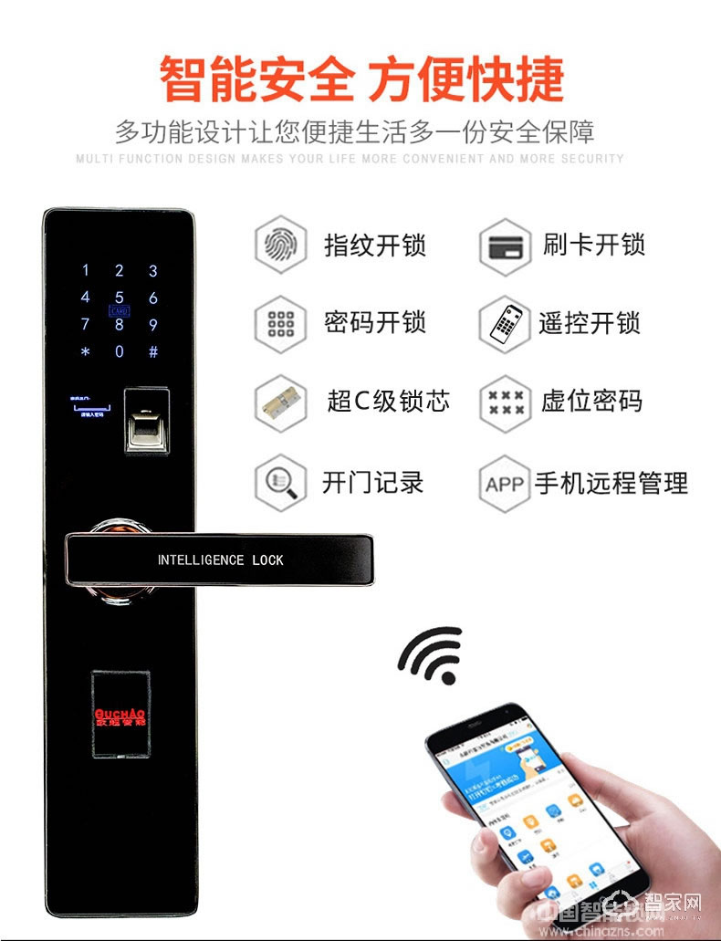 歐超不銹鋼智能鎖 防貓眼 英倫華安160601