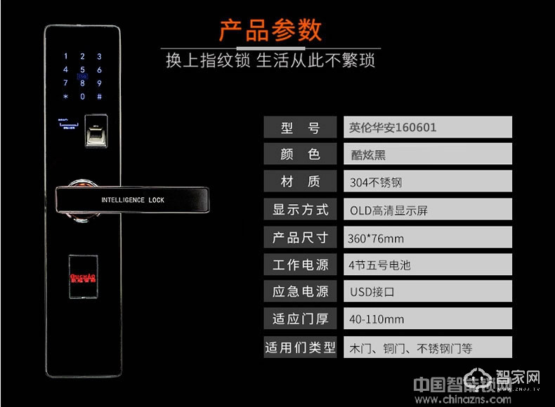 歐超不銹鋼智能鎖 防貓眼 英倫華安160601