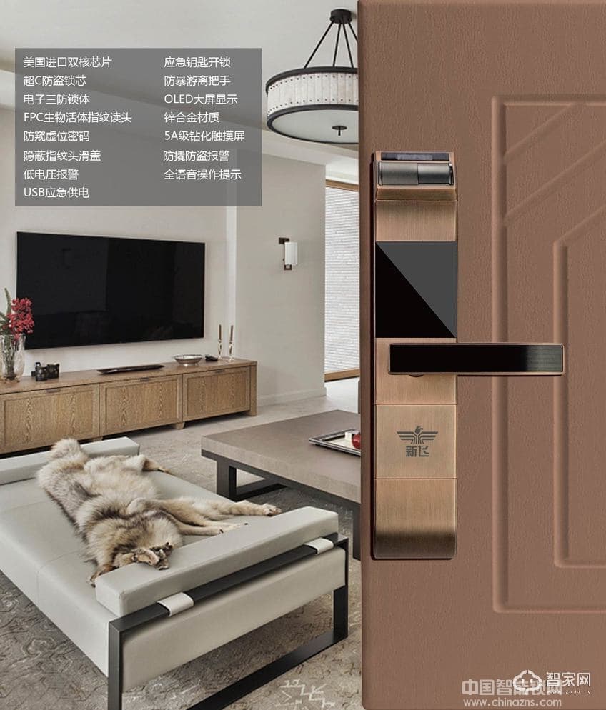 新飛FPC生物活體指紋鎖  超C級防盜鎖芯