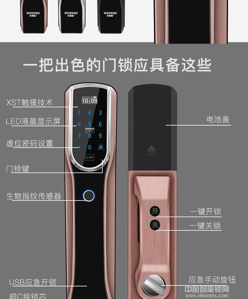 萬事威指紋鎖 半導體智能門鎖家用防盜門電子密碼鎖