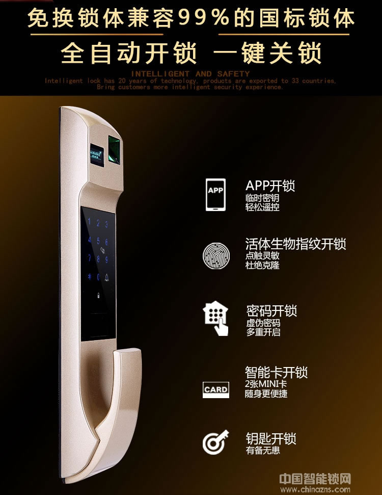 普賽羅指紋鎖 全自動智能鎖 手機APP指紋密碼鎖