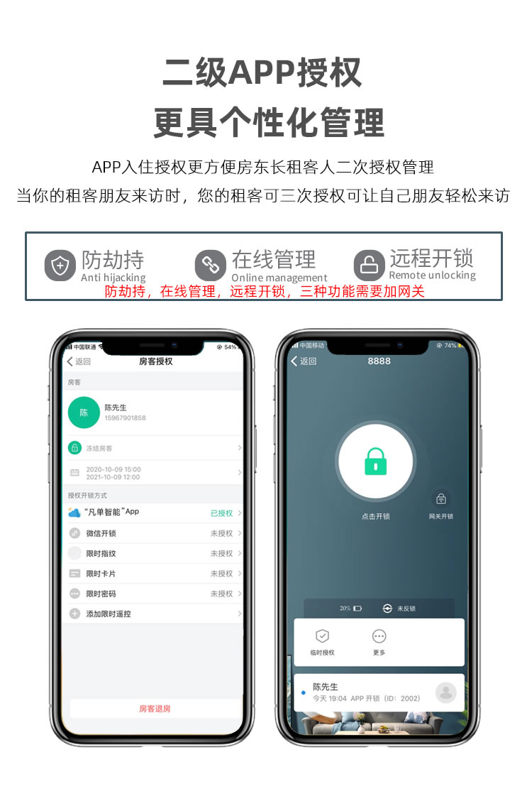 拉盯科技凡單智能公寓公寓房鎖遠程多端口管理聯網鎖