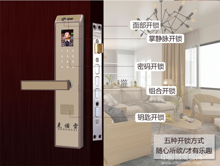 克諾雷智能鎖 全自動人臉識別鎖 家用防盜密碼鎖