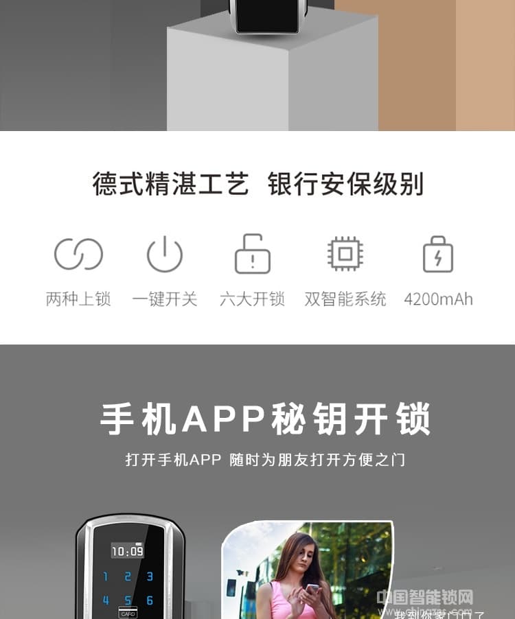 克諾雷智能鎖 鋅合金全自動指紋鎖 半導(dǎo)體指紋密碼鎖