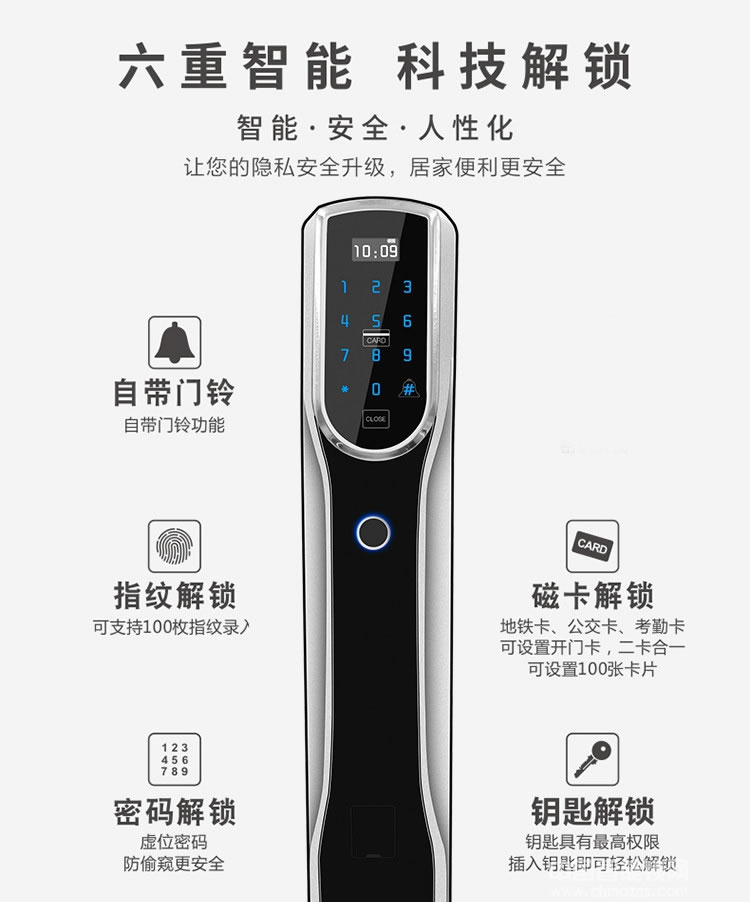 克諾雷智能鎖 鋅合金全自動指紋鎖 半導(dǎo)體指紋密碼鎖