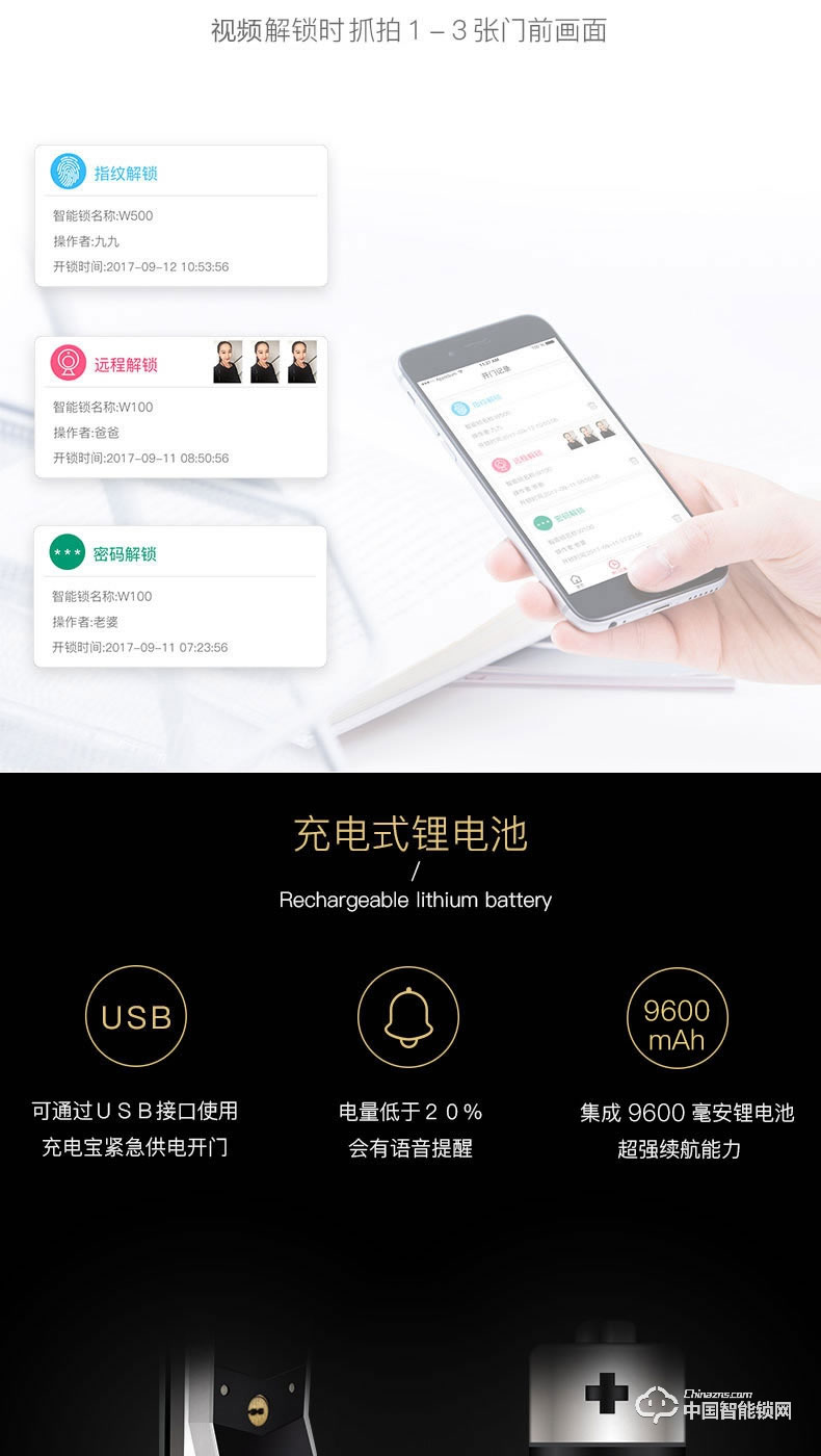 九萬里智能鎖 指紋鎖家用防盜門鎖 帶攝像頭密碼鎖
