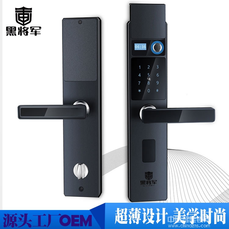 黑將軍指紋鎖 滑蓋超薄指紋鎖 密碼磁卡感應(yīng)智能鎖