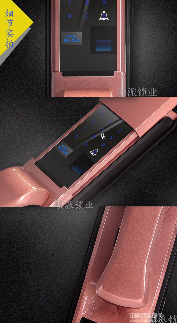 碩派木門智能電子密碼鎖 滑蓋指紋鎖
