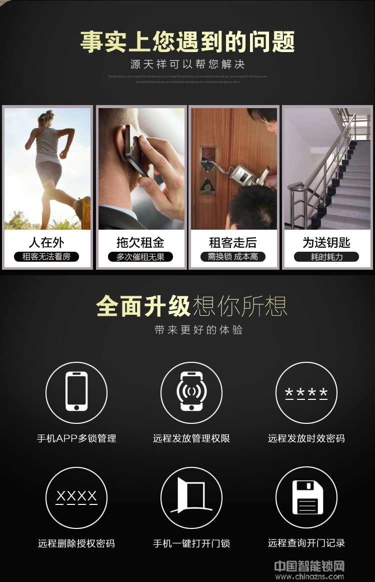 源天祥酒店鎖 手機遠程藍牙app開鎖 出租房短租公寓防盜門密碼鎖