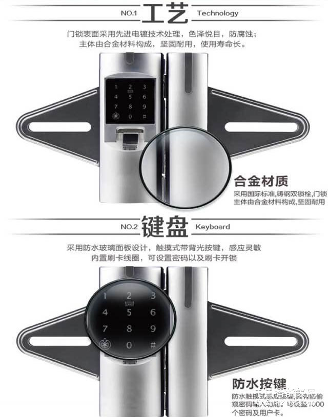 百思易智能玻璃門鎖D2120F 智能聯(lián)動(dòng)/雙重認(rèn)證
