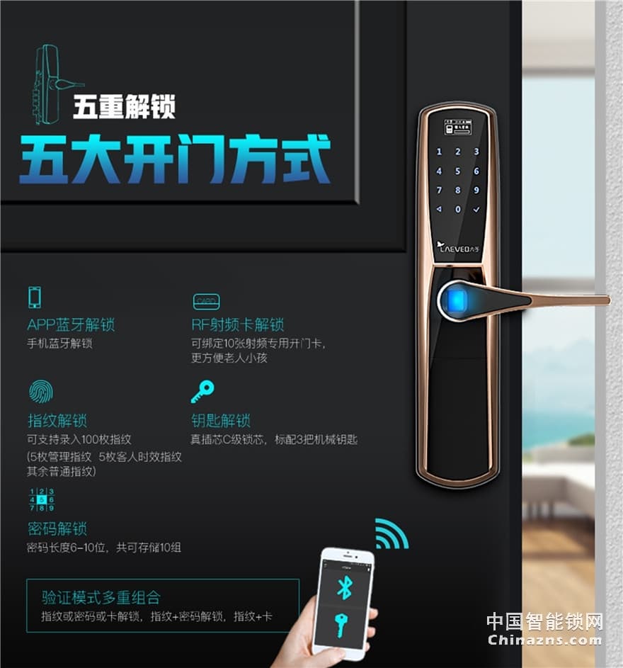 六孚指紋鎖 六孚A1智能鎖 防貓眼開鎖/一握即開