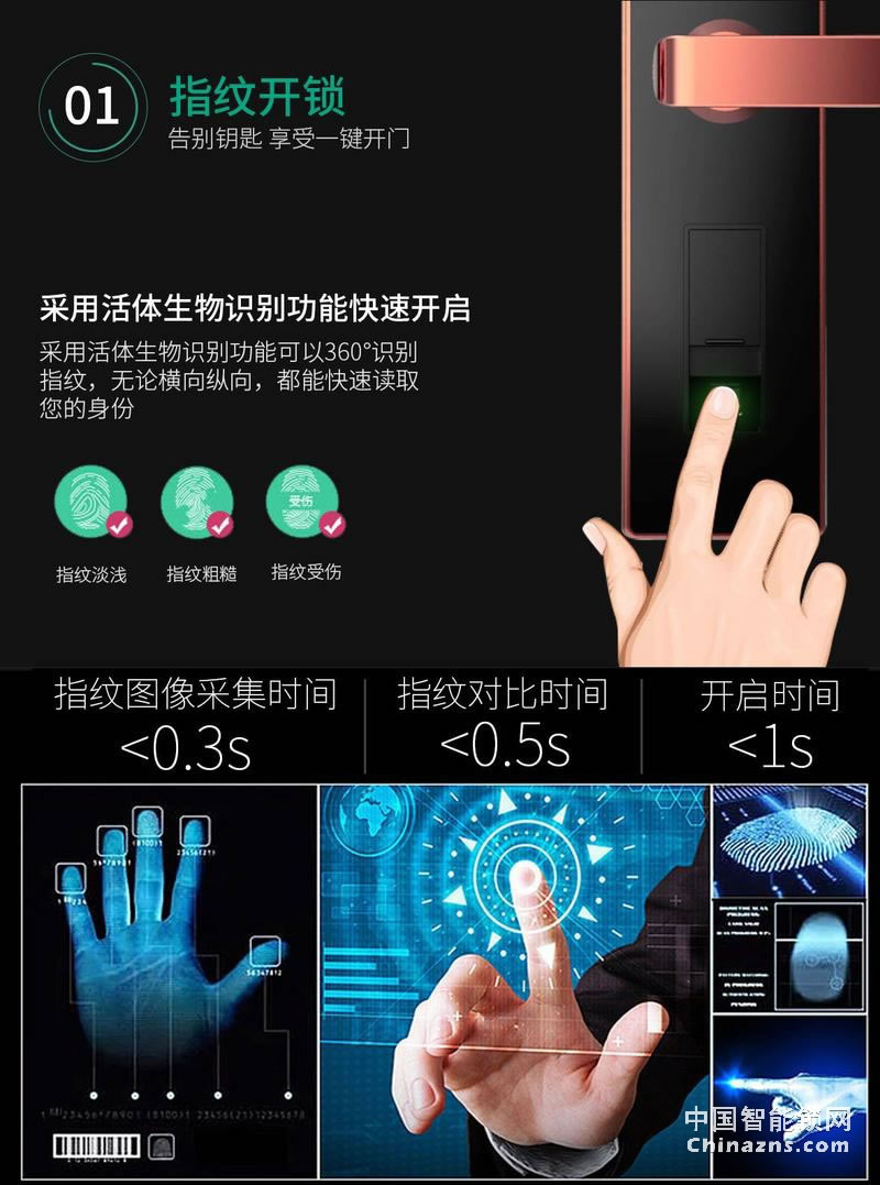 簡舒智能指紋鎖S002 直板家用防盜門木門智能鎖 電子密碼鎖