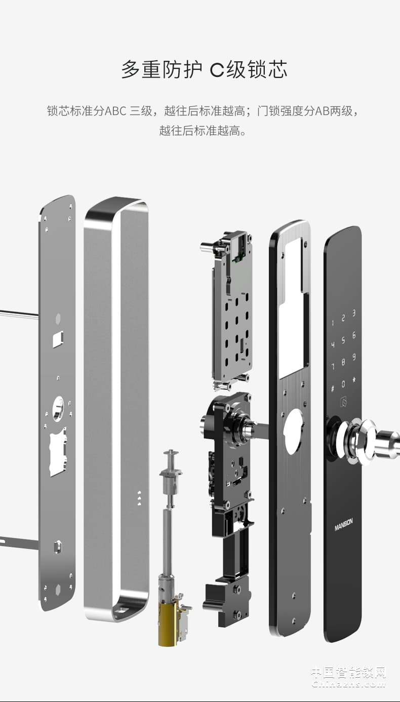 曼申智能門鎖 公寓智能指紋鎖 防貓眼開啟