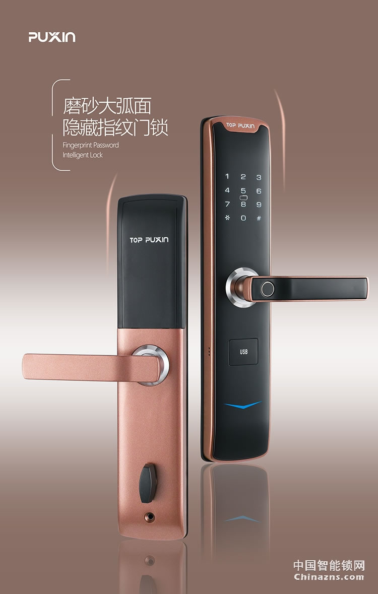普鑫智能指紋密碼鎖 家用防盜門鎖 大門磁卡感應(yīng)電子鎖