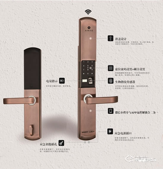 艾瑞斯智能鎖 滑蓋指紋密碼鎖 家用防盜門智能門鎖