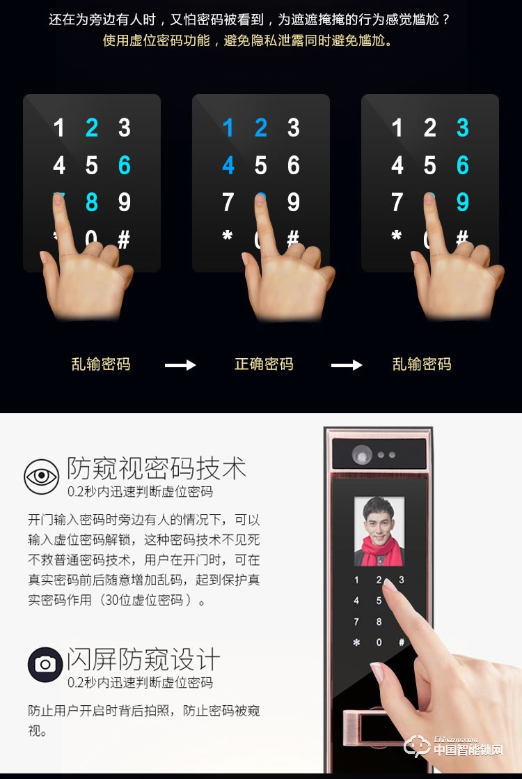 伊派爾人臉識(shí)別掌靜脈指紋鎖家用防盜門鎖智能鎖密碼鎖家居智能鎖