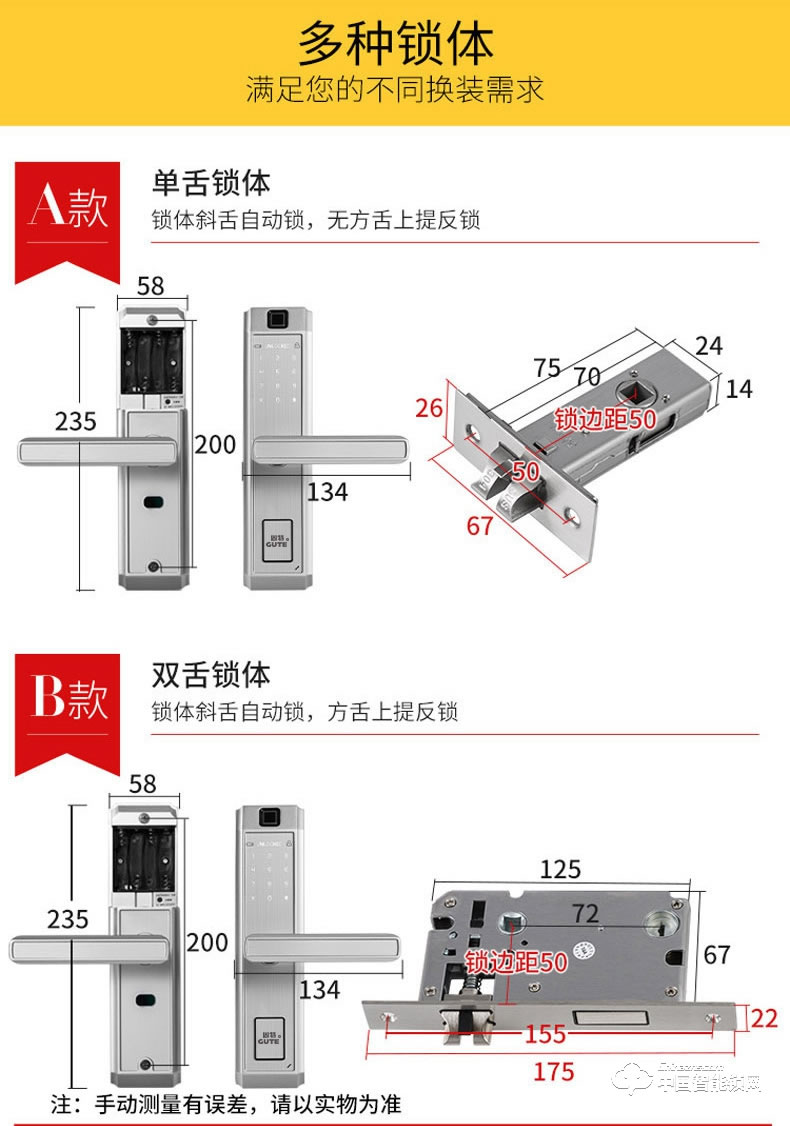 固特智能指紋鎖 密碼鎖家用室內門臥室木門鎖
