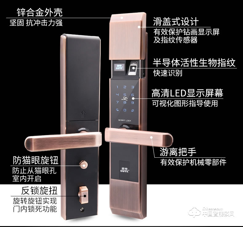 固特智能鎖 指紋鎖家用防盜門鎖電子密碼鎖刷卡感應鎖