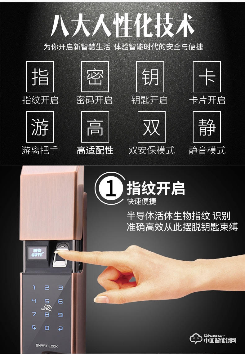固特智能鎖 指紋鎖家用防盜門鎖電子密碼鎖刷卡感應鎖