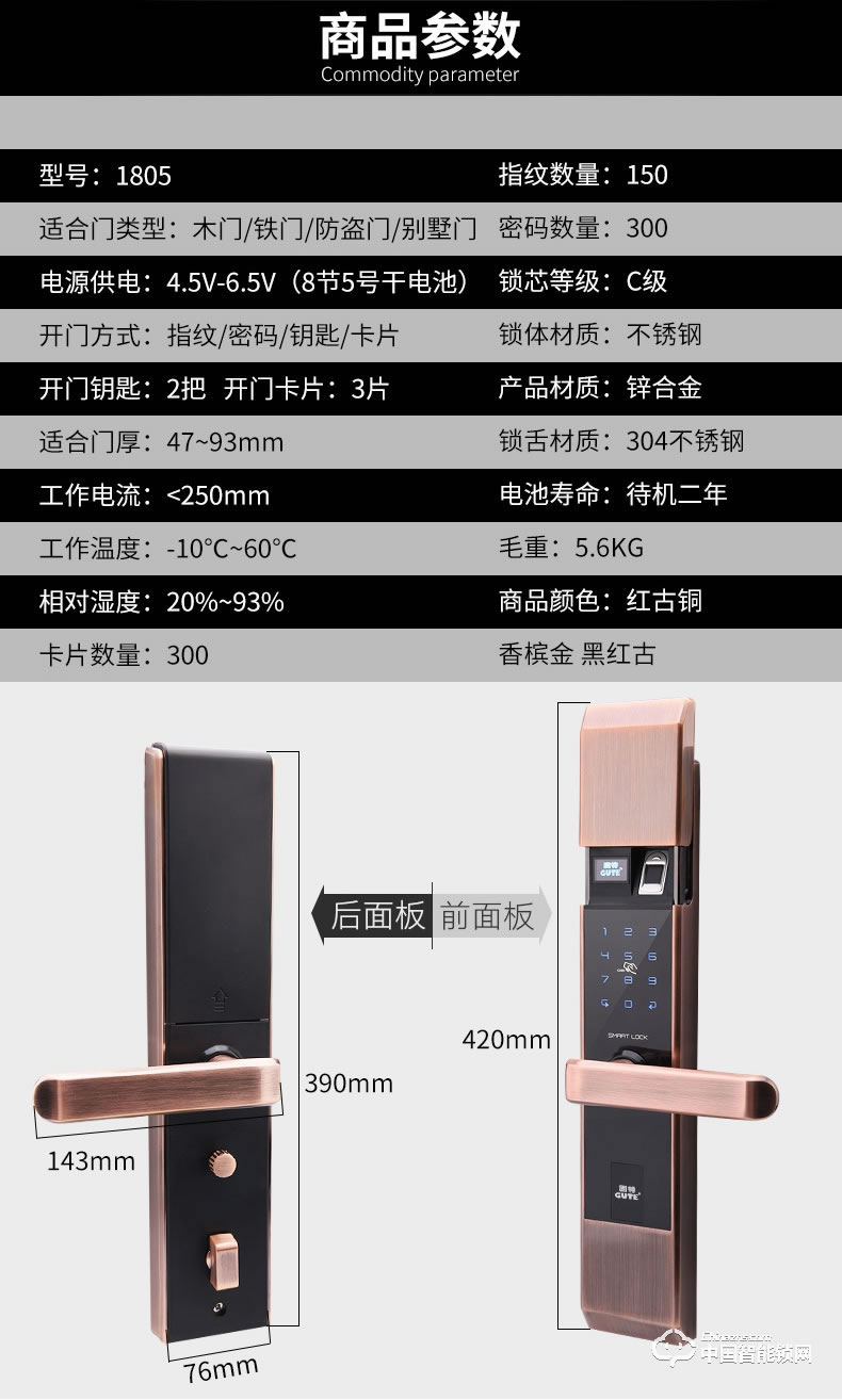固特智能鎖 指紋鎖家用防盜門鎖電子密碼鎖刷卡感應鎖