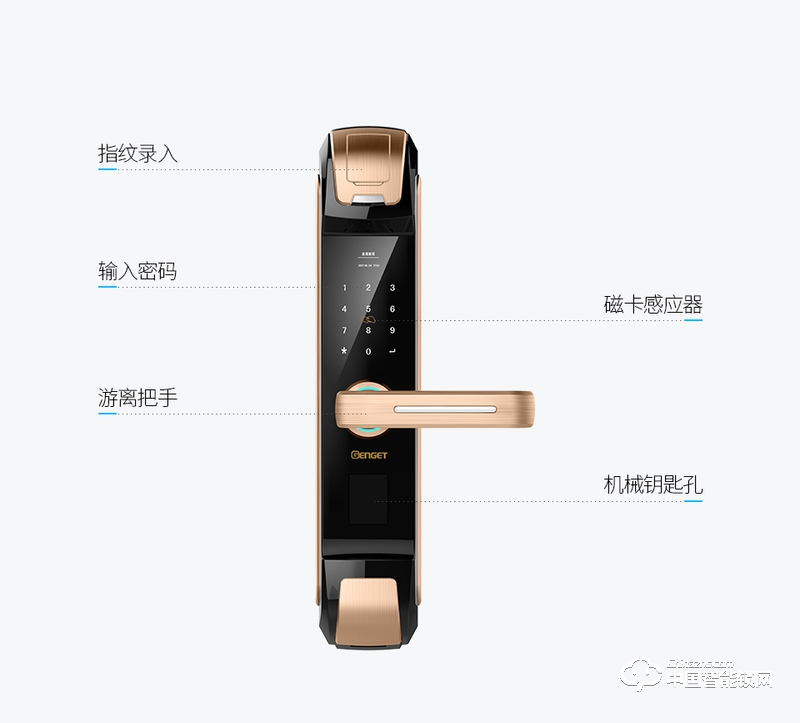 尊爵簡約電子指紋鎖 智能識別指紋密碼鎖 家用防盜指紋鎖