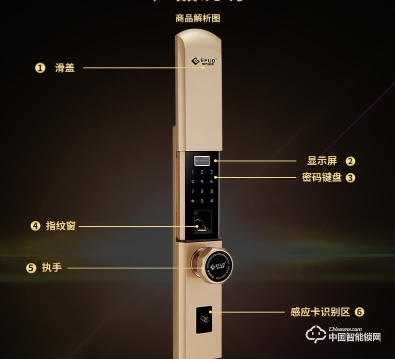 愛而福德指紋鎖 8038家用防盜門鎖智能電子鎖