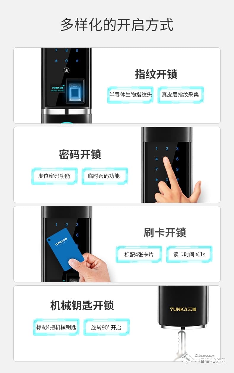 云咖智能鎖K2滑蓋智能門鎖 公司家用防盜門鎖電子鎖