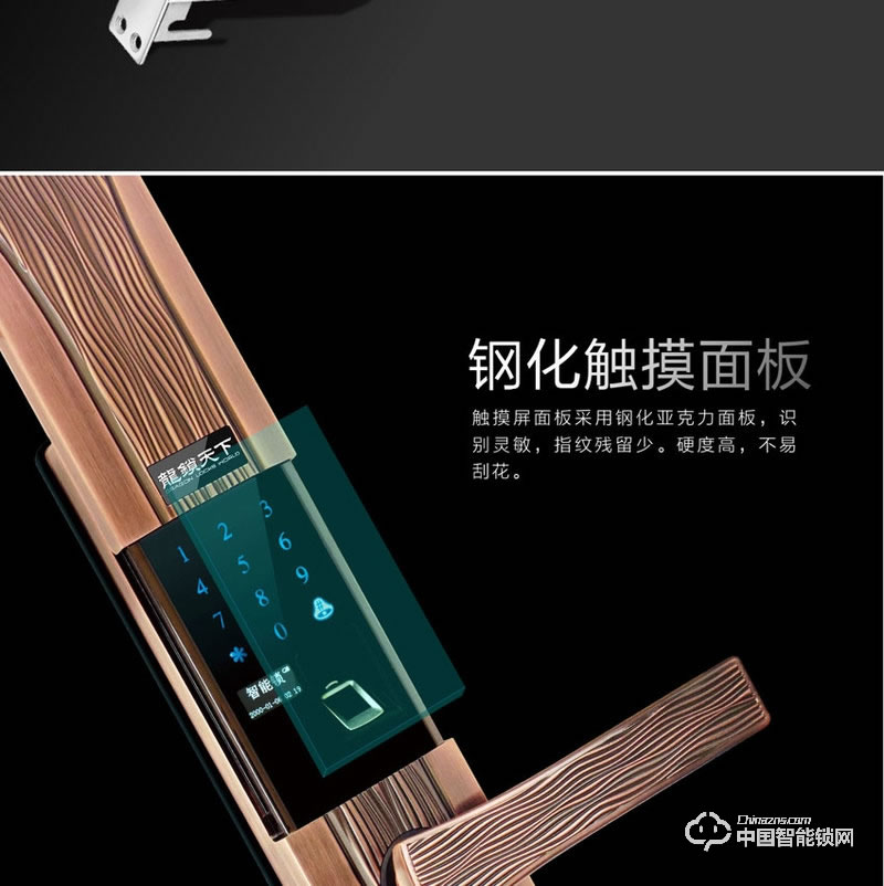 龍鎖天下智能鎖 滑蓋指紋密碼鎖 防盜門智能鎖Z08