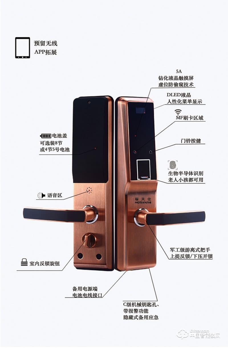 摩天仕智能鎖 智能指紋鎖M8 家用室內(nèi)沒(méi)木門智能鎖