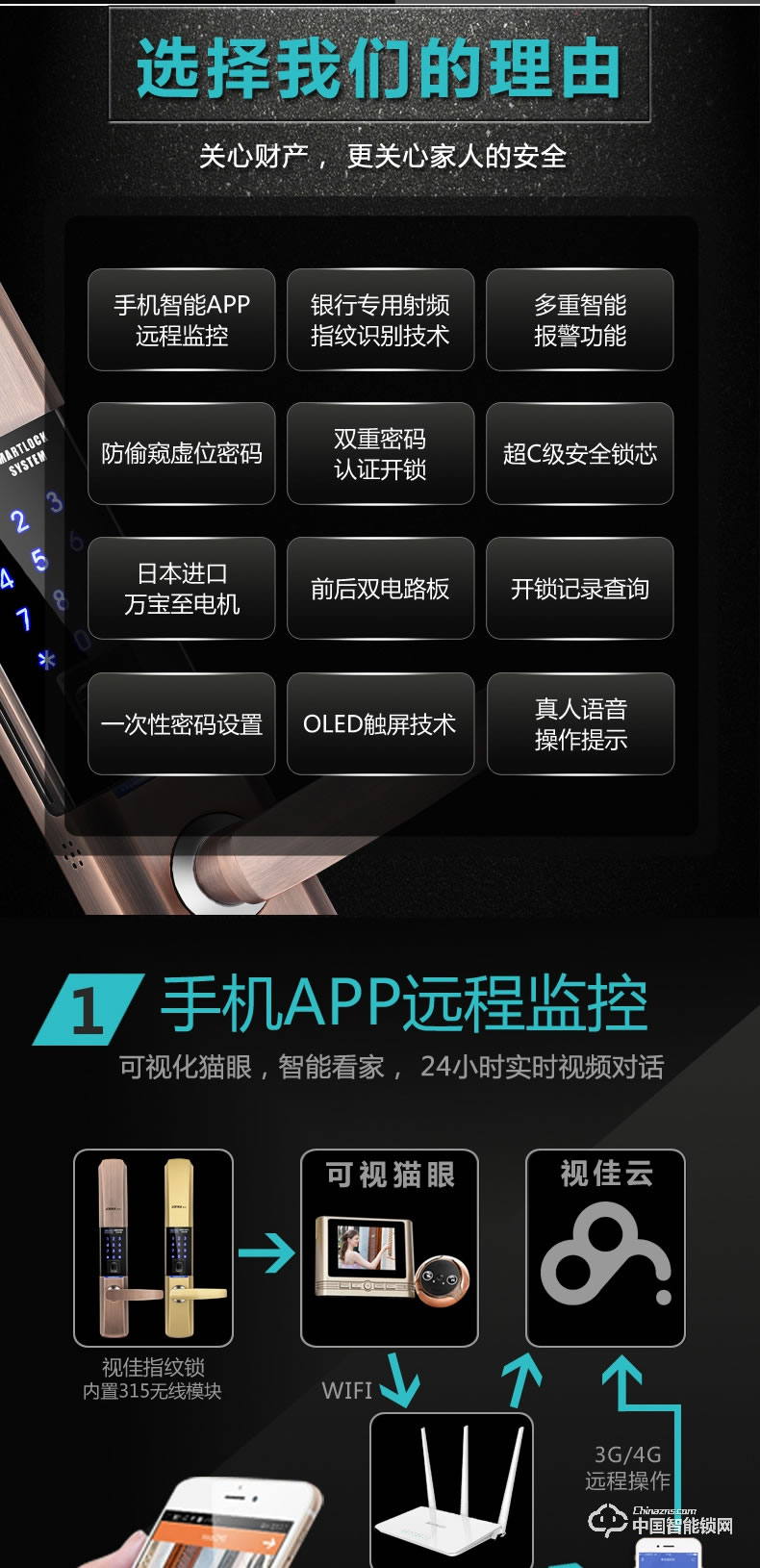 視佳指紋鎖 家用防盜門智能密碼鎖