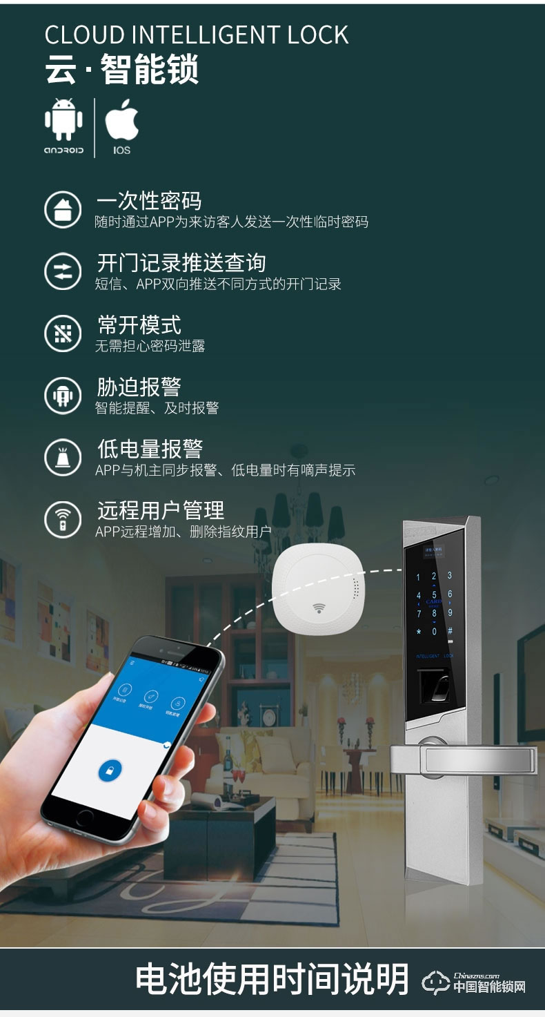 勁圣盾指紋鎖 遠程遙控鎖不銹鋼電子門禁鎖辦公室指紋鎖